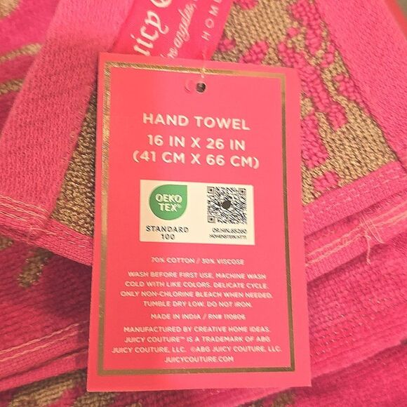 Juicy Couture Home Juicy Logo Heart Locket On Chains Bath & Hand Towel Set - Picture 10 of 10